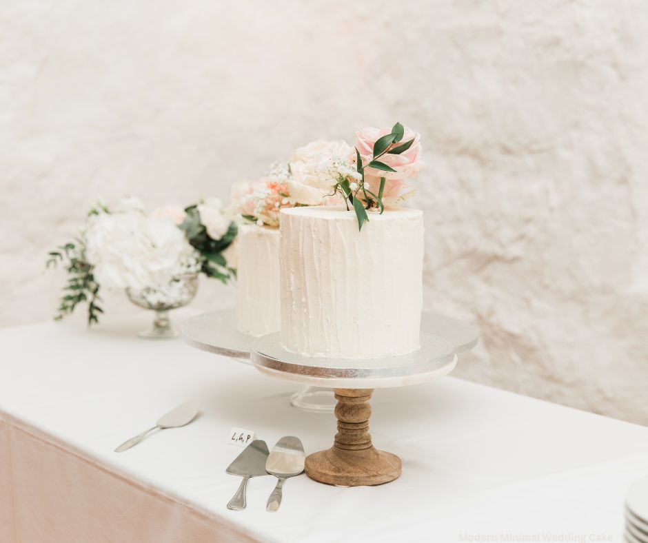 Palm Beach wedding venue reception with a small wedding cake and luxury wedding flowers