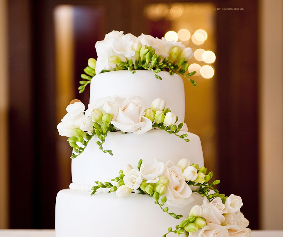 Palm Beach wedding venue reception with a luxury wedding cake and luxury wedding flowers