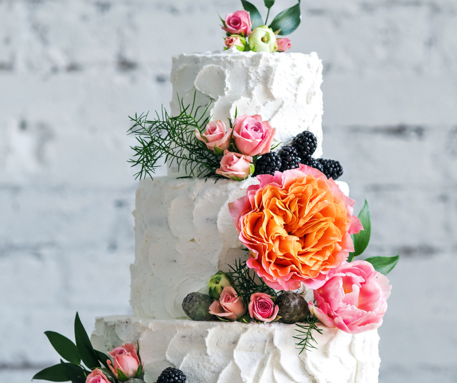 luxury wedding cake flowers at a Palm Beach wedding venue