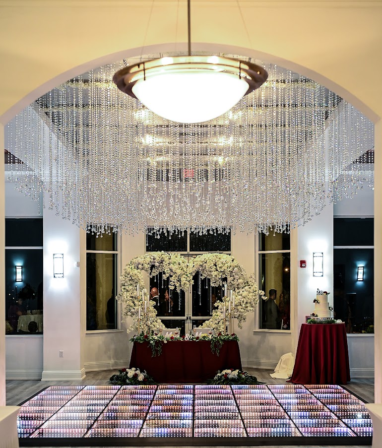 Palm Beach wedding venue with ballroom reception featuring luxury light up dance floor